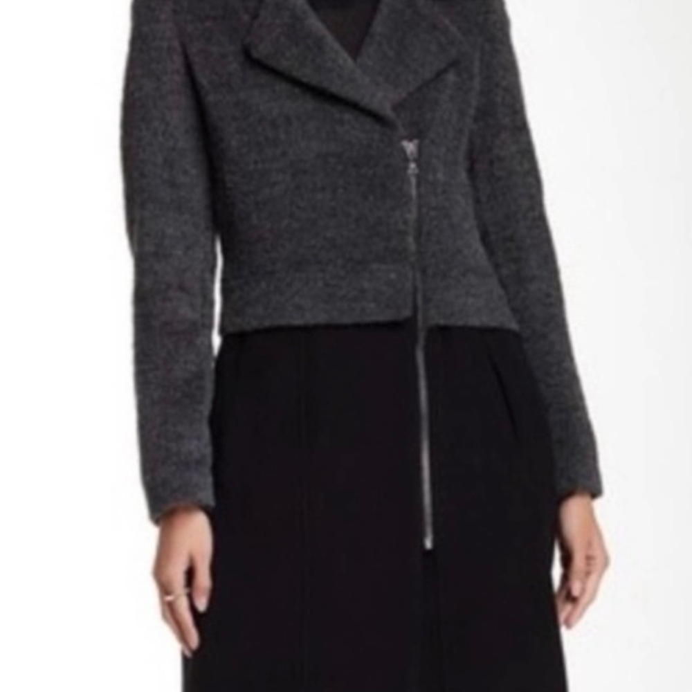 Tina Turk Color-block Wool Alpaca Blend Long Coat